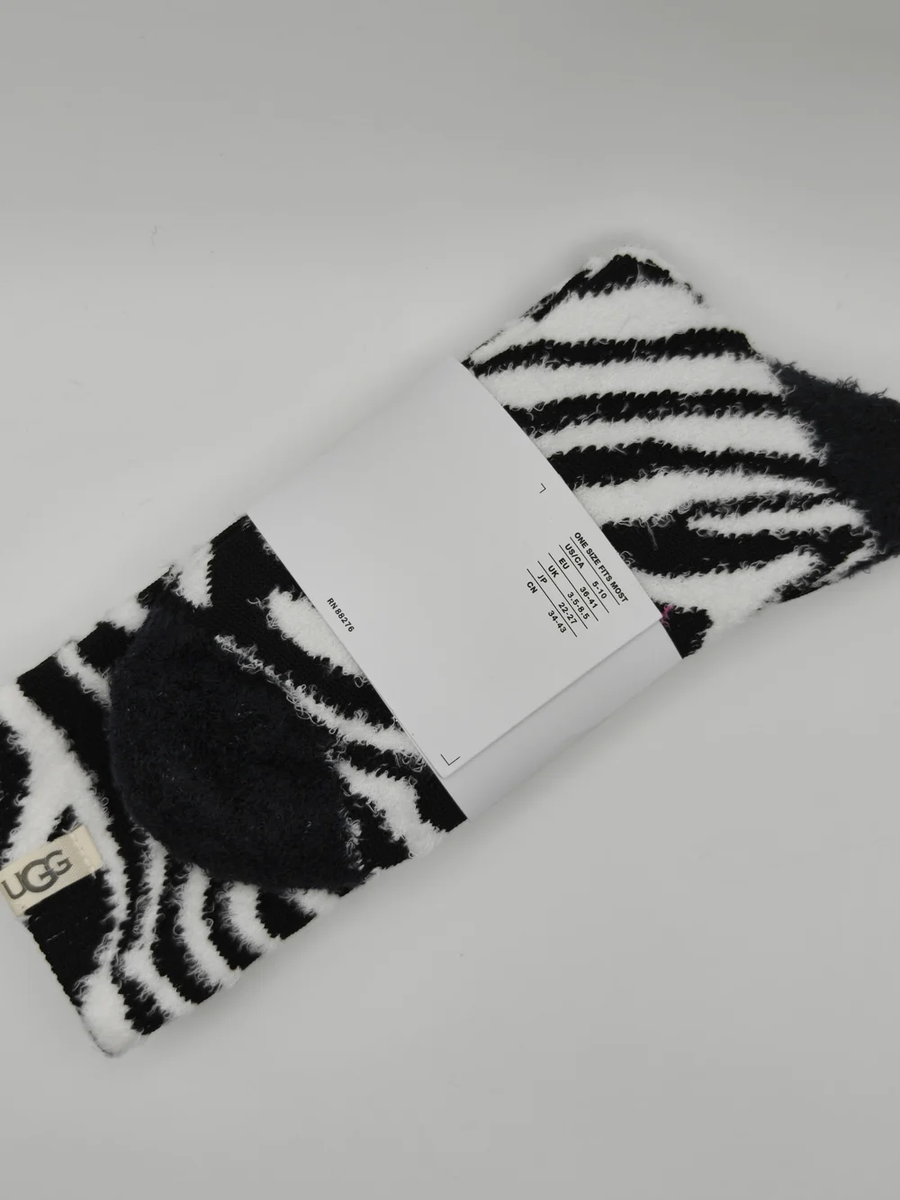 UGG Black & White Zebra Fuzzy Crew Socks - Picture 2 of 3